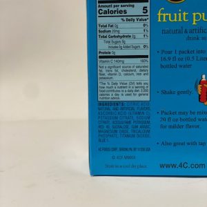 4C Foods Low Carb Fruit Punch Drink Mix 20 Packets