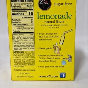 4C Foods Low Carb Lemonade Drink Mix 24 Packets