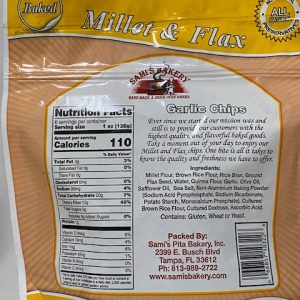 Sami's Bakery Low Carb Garlic Millet and Flax Pita chips