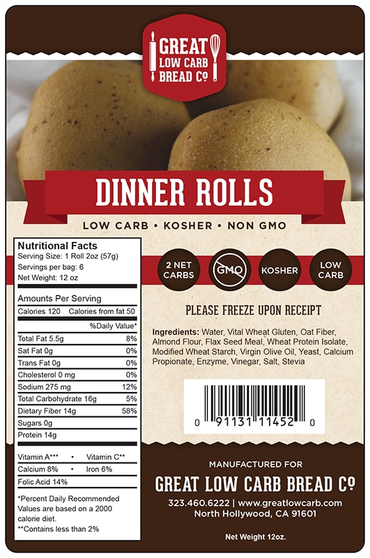 Great Low Carb Dinner Rolls 6 bags (Saves $1.00 per bag!)