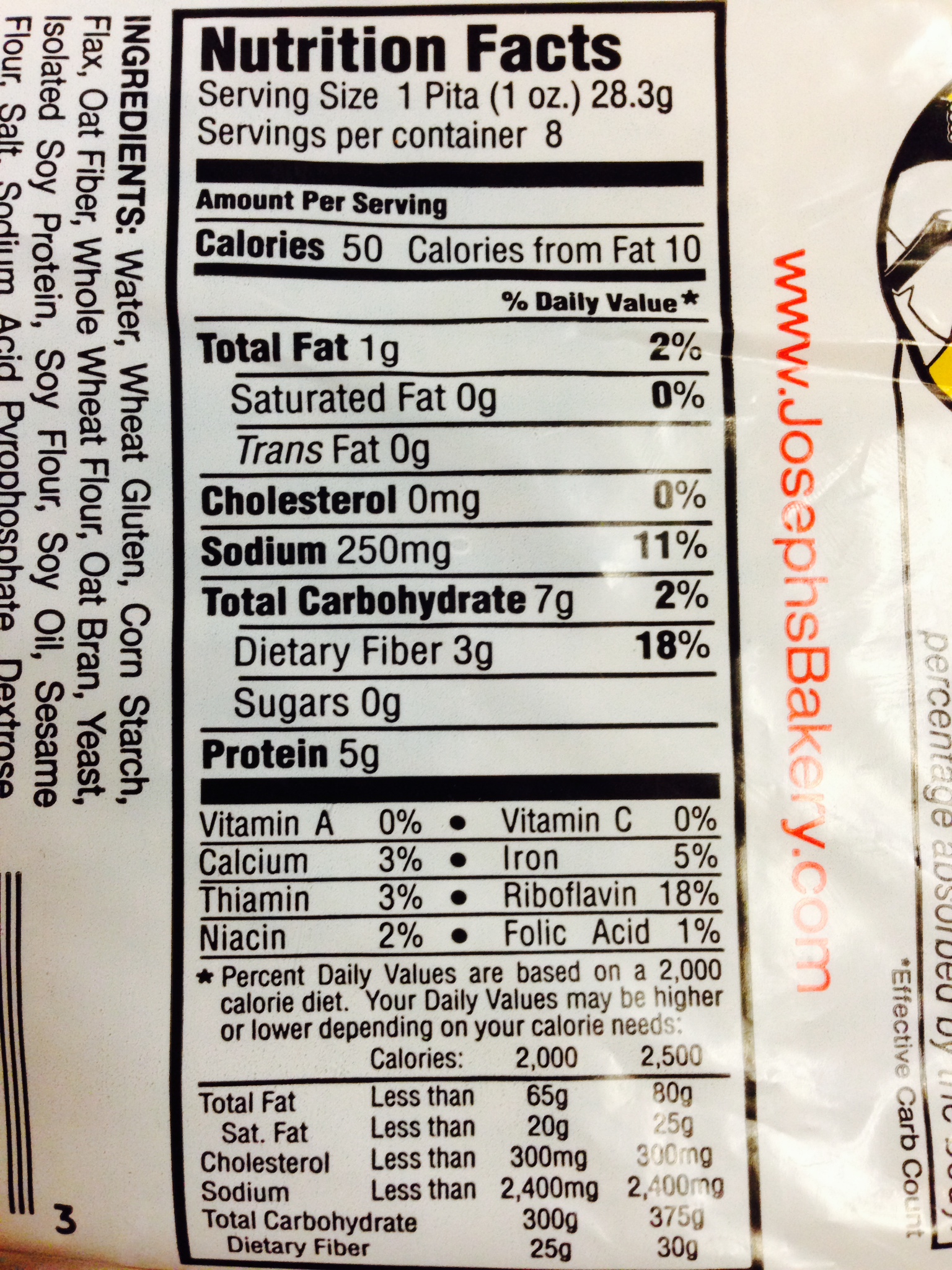 Pita Gourmet Nutrition Facts