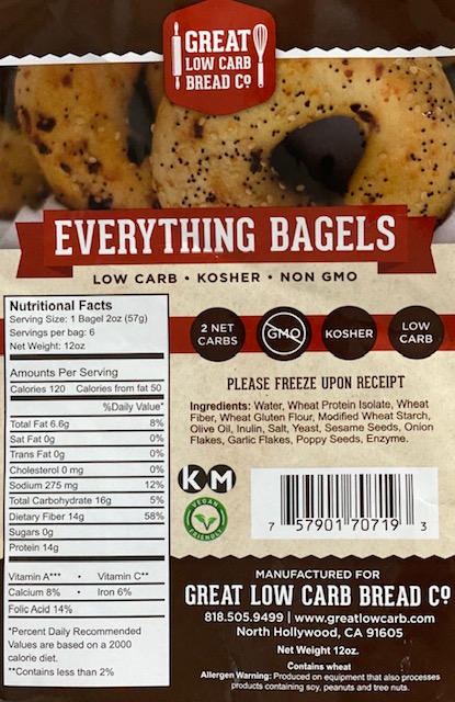 Great Low Carb Everything Bagels 6 bags (Save $1.00 per Bag!)