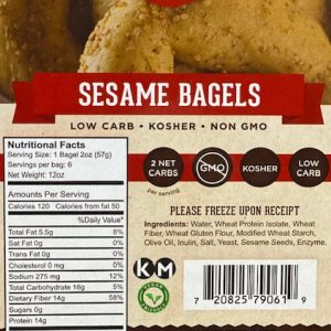 Great Low Carb Sesame Bagels 3 Pack