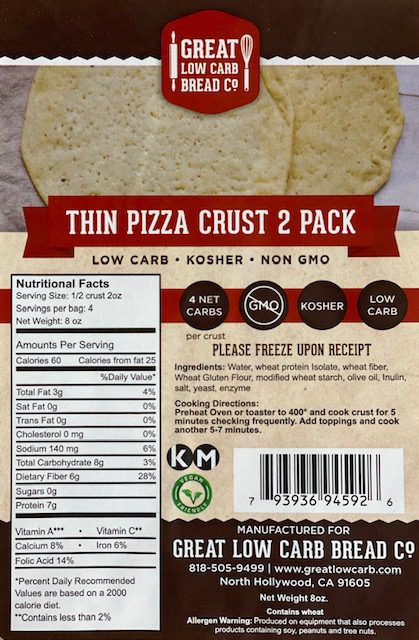 Great Low Carb Thin Pizza Crust  2 pack