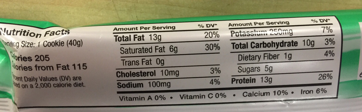 star crunch nutrition label