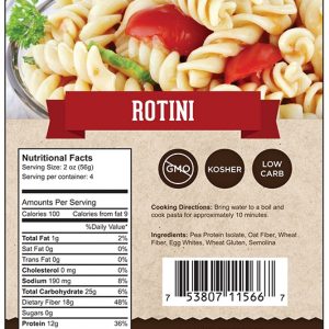 Great Low Carb Pasta Rotini 8oz bag