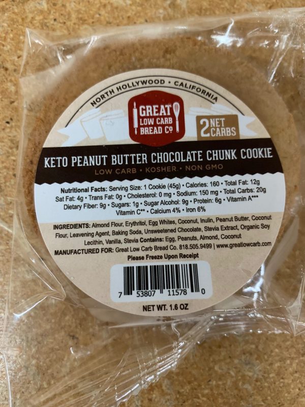 Great Low Carb Keto Peanut Butter Chocolate Chunk Cookie