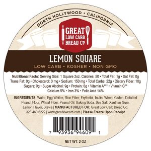 Great Low Carb Low Fat Lemon Square
