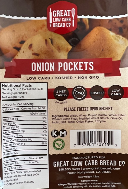 Great Low Carb Onion Pockets 6 bags (saves $1.00 per bag!)